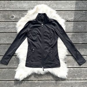 AV Adrienne Vittadini Black Track Jacket Zip Up Workout Top